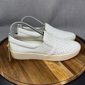 FLY London Slip On Shoes Women's 7-7.5 (38) White Leather Perforated Loafers